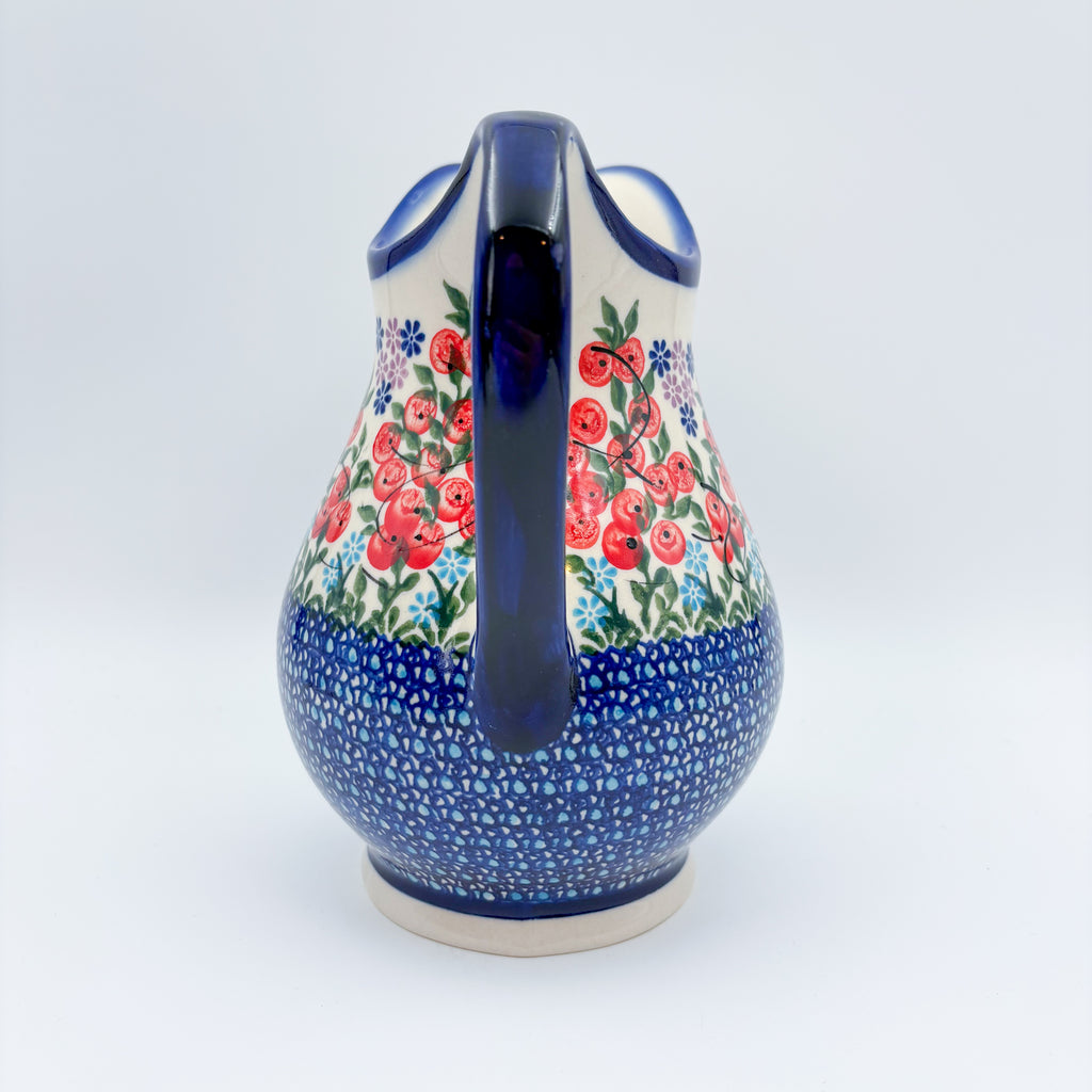 37 oz. Pitcher.  Hand painted Polish pottery stoneware UNIKAT Red Berry