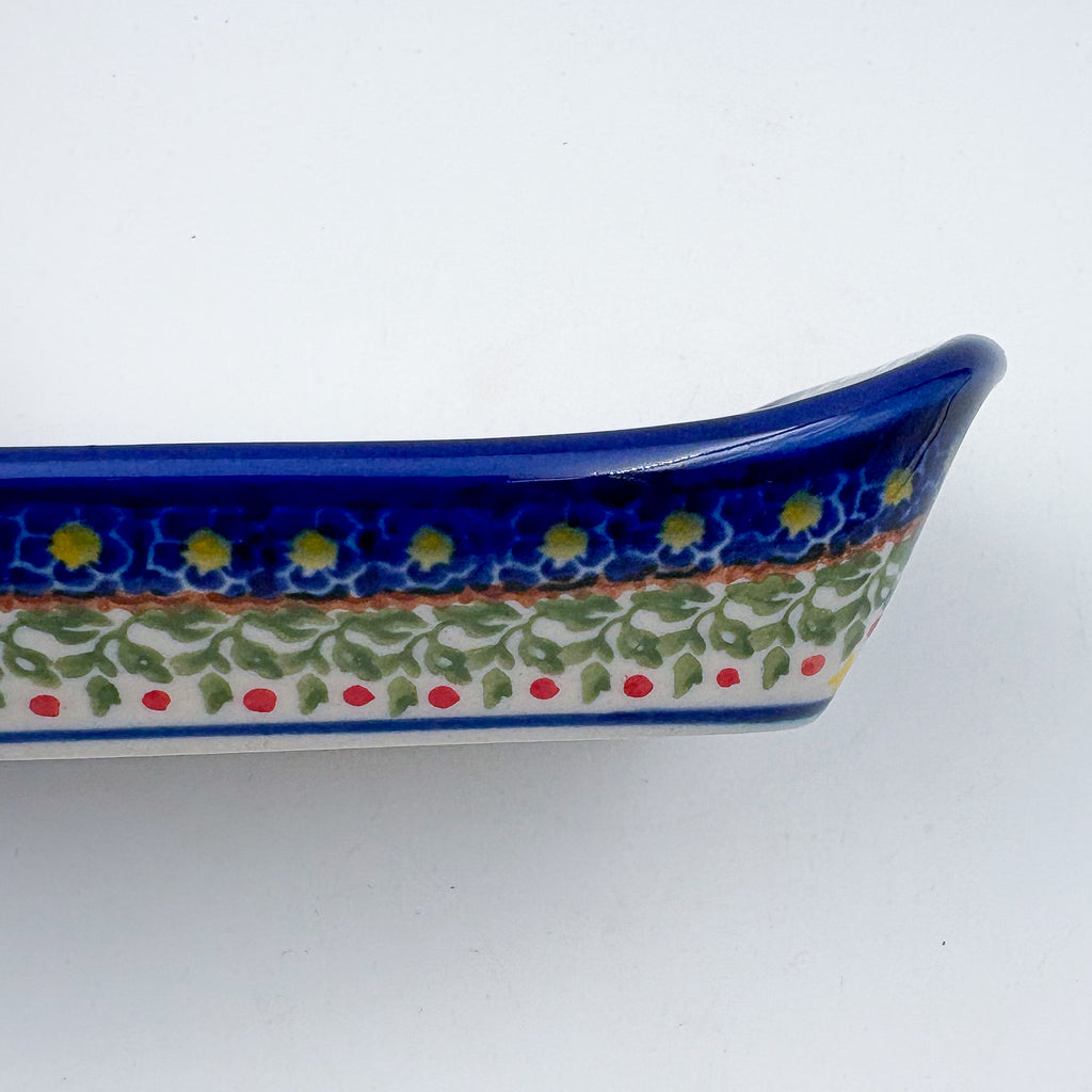 7.5" Boat Dish .  Hand painted Polish pottery stoneware.  UNIKAT Candyland