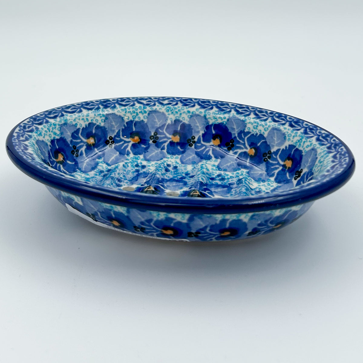 Soap Dish 5”.  Handmade Polish pottery.  UNIKAT Deep Winter Design
