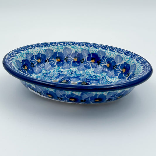 Soap Dish 5”.  Handmade Polish pottery.  UNIKAT Deep Winter Design