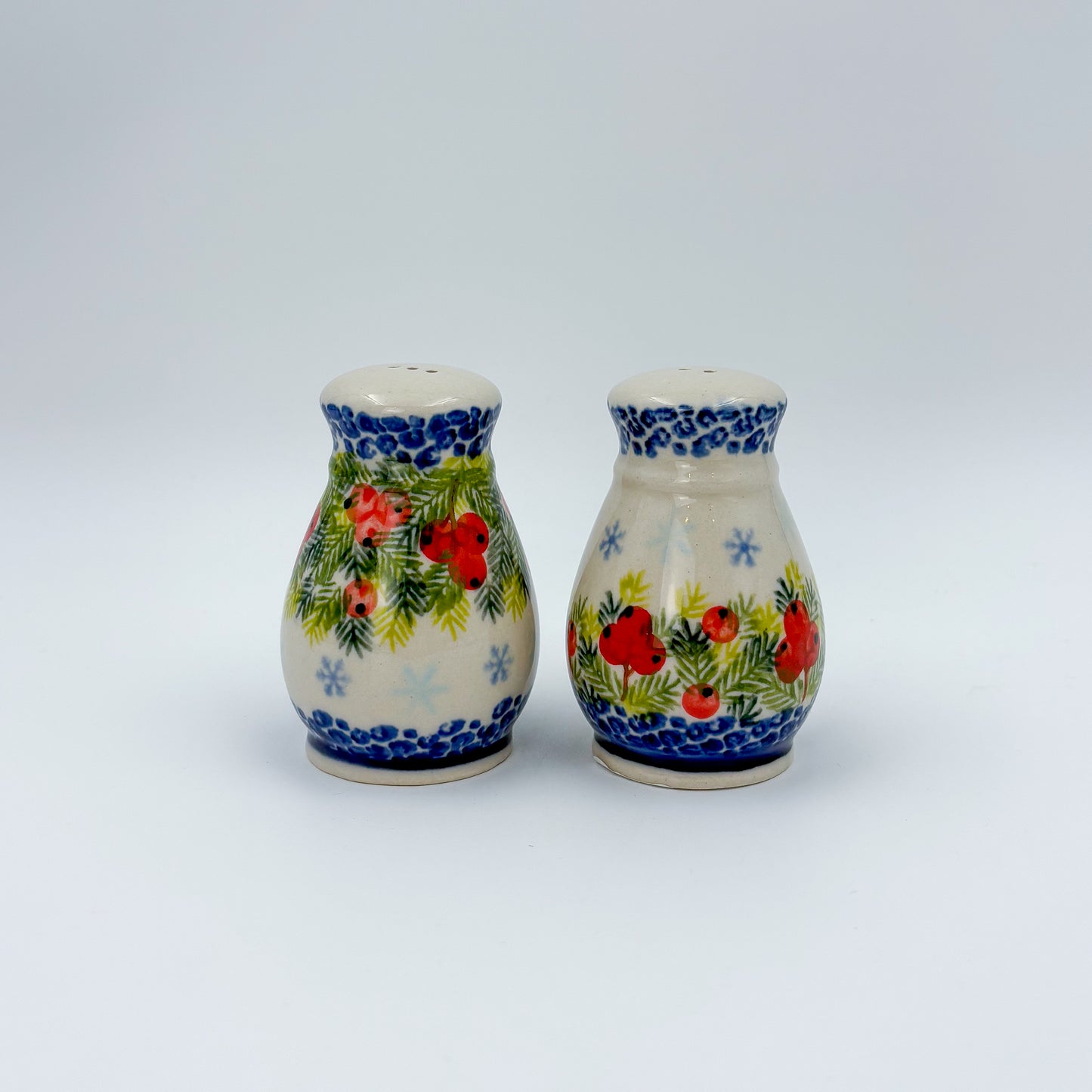 3“ Salt and Pepper Shakers.  Handmade Polish pottery.  UNIKAT Cherry Blossom