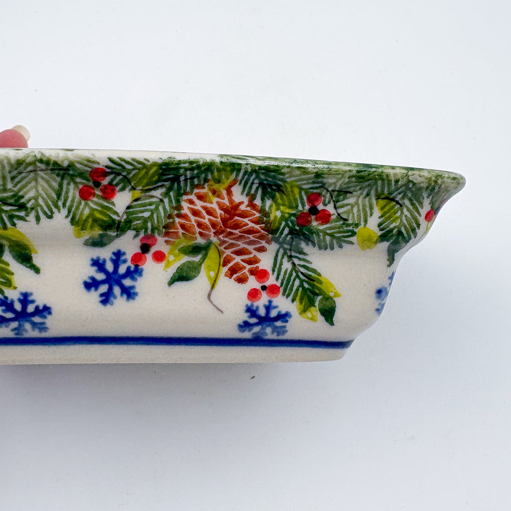 Butter Dish Deep: Hand crafted Polish pottery stoneware: UNIKAT Reindeer Bliss