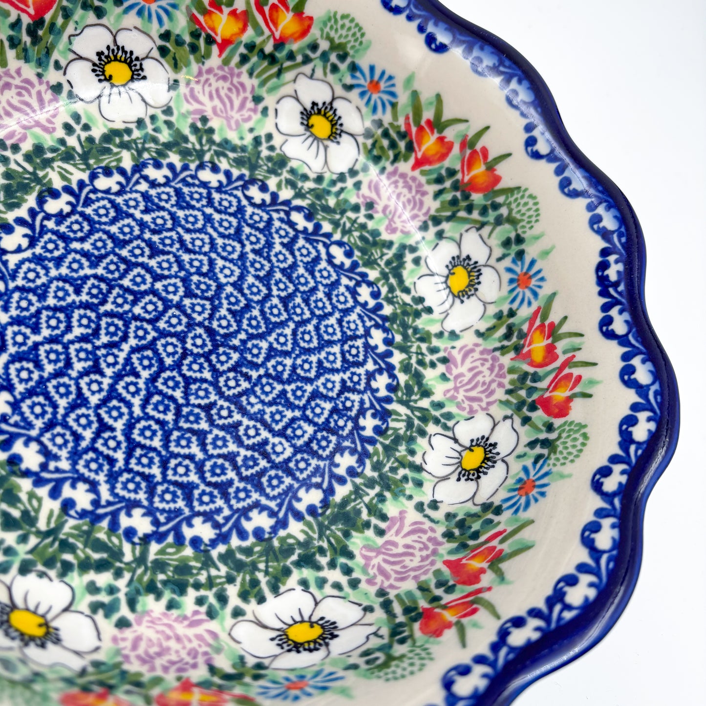 9" Kora Bowl. Hand crafted Polish pottery stoneware:  UNIKAT Cottage Garden Pattern