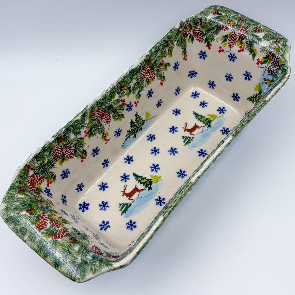 13” Meatloaf/Bread Baker Handmade in Poland.  UNIKAT Reindeer Bliss