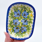 6" Butter Platter: UNIKAT Blue Poppy Songbird
