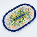 UNIKAT Wildflower Meadow oval platter, top-down view of full wildflower spray pattern
