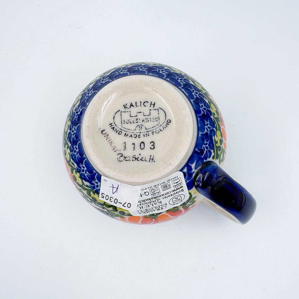 10 oz Bubble Mug. Handcrafted Polish pottery stoneware:  UNIKAT Hedgehog and Pumpkin