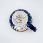 10 oz Bubble Mug. Handcrafted Polish pottery stoneware:  UNIKAT Hedgehog and Pumpkin