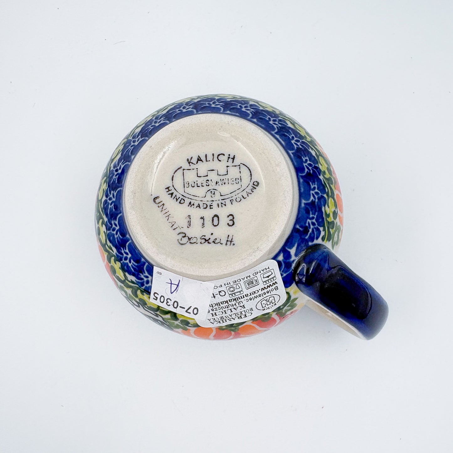 10 oz Bubble Mug. Handcrafted Polish pottery stoneware:  UNIKAT Hedgehog and Pumpkin