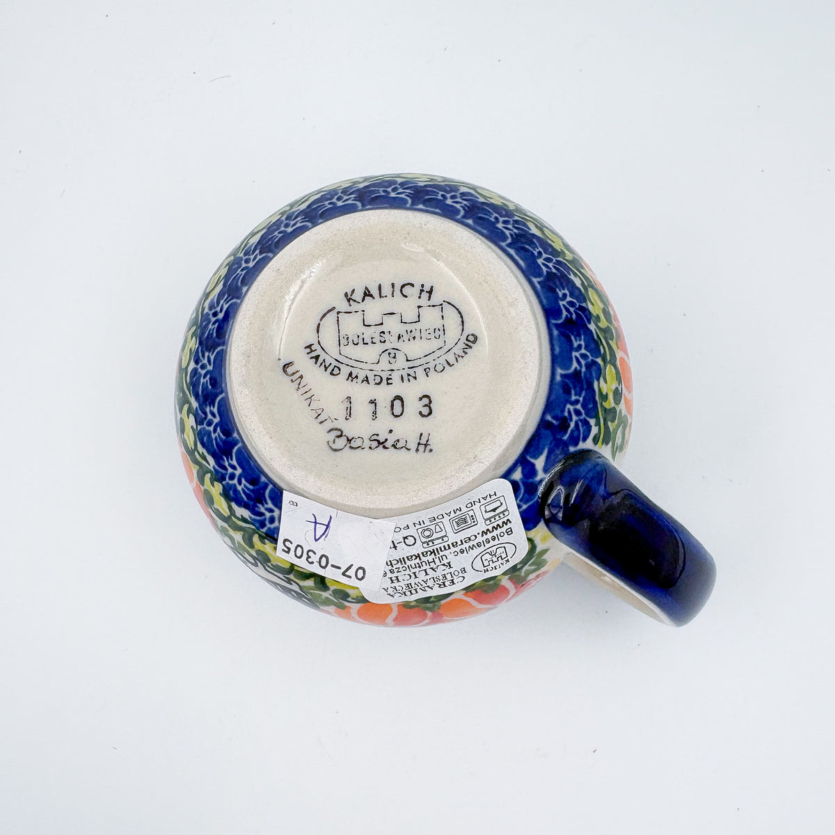 10 oz Bubble Mug. Handcrafted Polish pottery stoneware:  UNIKAT Hedgehog and Pumpkin