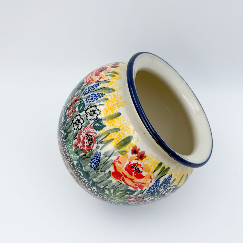 Vase 6”.  Handmade Polish pottery.  UNIKAT Copper Rose Meadow Design
