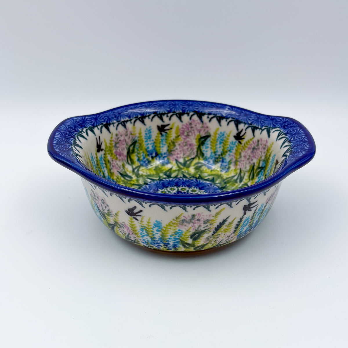 6" Baker with handles. Handmade in Poland.  UNIKAT Danda Bird Design