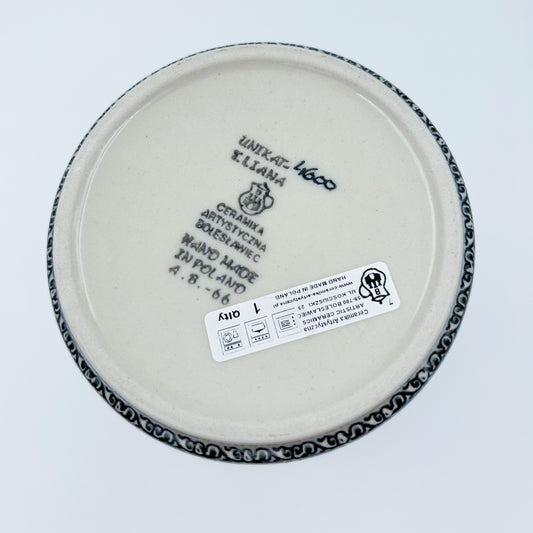 Utensil Jar 8”.  Handmade Polish pottery.  UNIKAT Mariposa Design