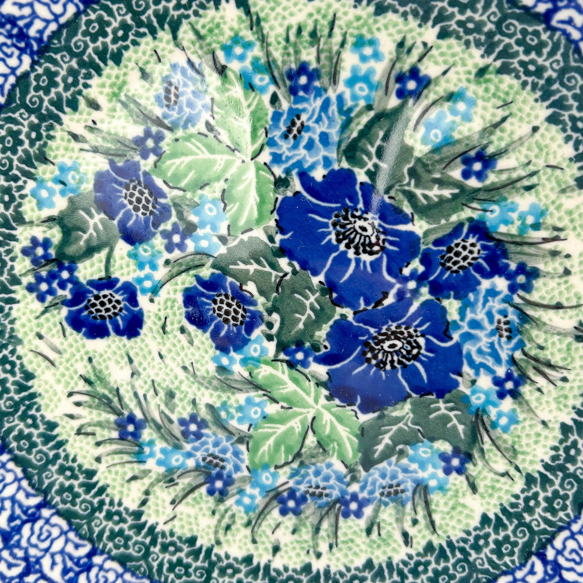 9”  Bowl.  Hand crafted Polish pottery stoneware: UNIKAT Moody Blues Design