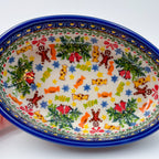 7.5” Mirek Oval Baker.  Handmade in Poland.  UNIKAT Candy Heaven Design