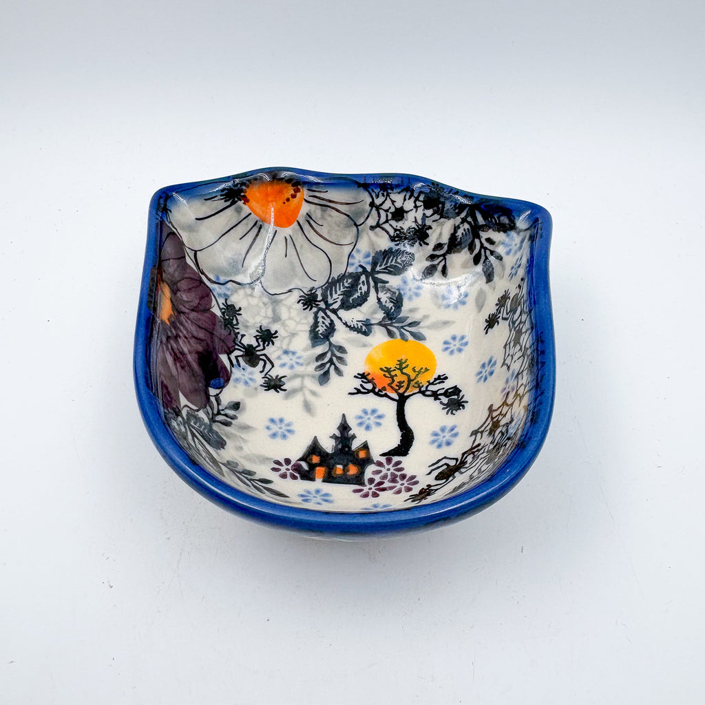 5" Ghost Bowl.  Hand crafted Polish pottery stoneware: UNIKAT Haunted Moon