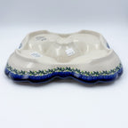 UNIKAT Whispering Ferns divided platter, exterior side view showing fern border and scalloped rim