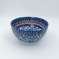 6.25” Deep Bowl.  Hand crafted Polish pottery stoneware: Bloomin Sky