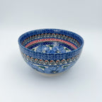 6.25” Deep Bowl.  Hand crafted Polish pottery stoneware: Bloomin Sky