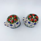 Mitten Salt and Pepper Shakers.  Handmade Polish pottery.  UNIKAT Snowflakes