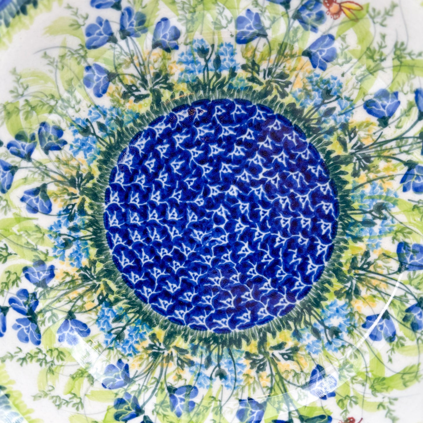 9" Wavy Bowl: UNIKAT Bluebell Meadow Design