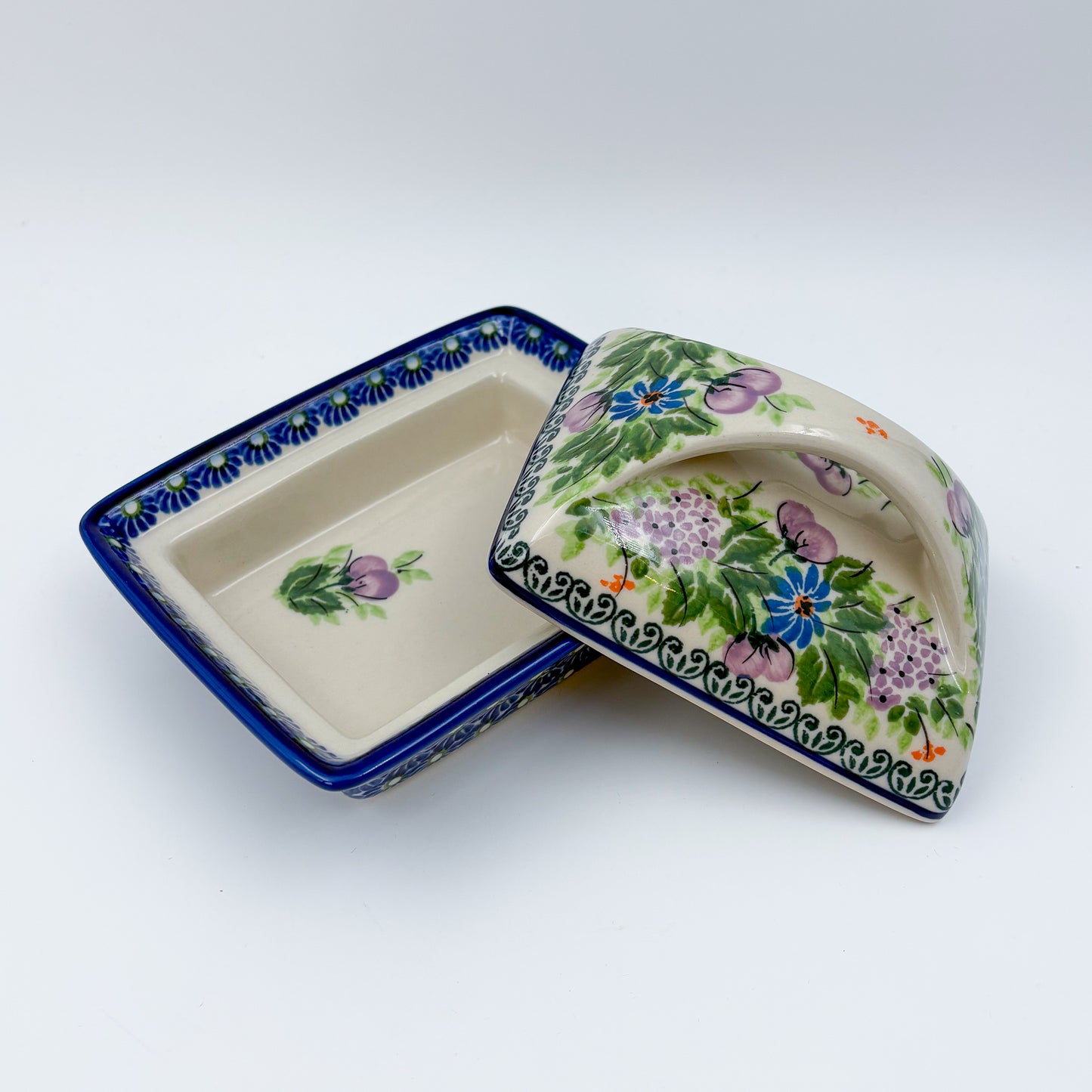 Butter Dish Deep: UNIKAT Floral Garden