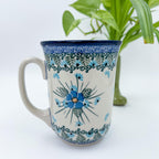Forget Me Not bistro mug on white background, front view