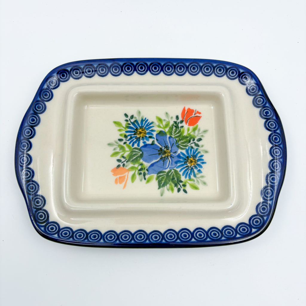 Butter Dish Wide Handcrafted in Poland: UNIKAT Poppy Garden Bloom Design