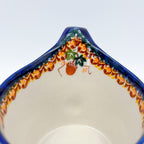12 oz Loop Handle Gravy Boat.  Hand painted Polish pottery stoneware.  UNIKAT Hedgehog and Mushroom