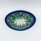 Whispering Ferns oval tub bowl on white background, top-down straight-on view