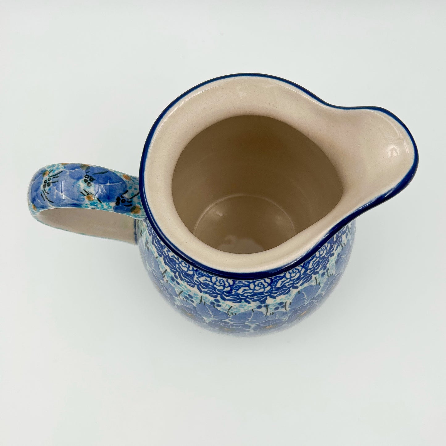 3.5 Cup Pitcher.  Hand painted Polish pottery stoneware.  UNIKAT Deep Winter