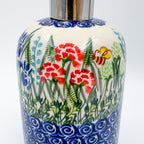 Soap Dispenser 7.25”.  Handmade Polish pottery.  UNIKAT Meadow Design