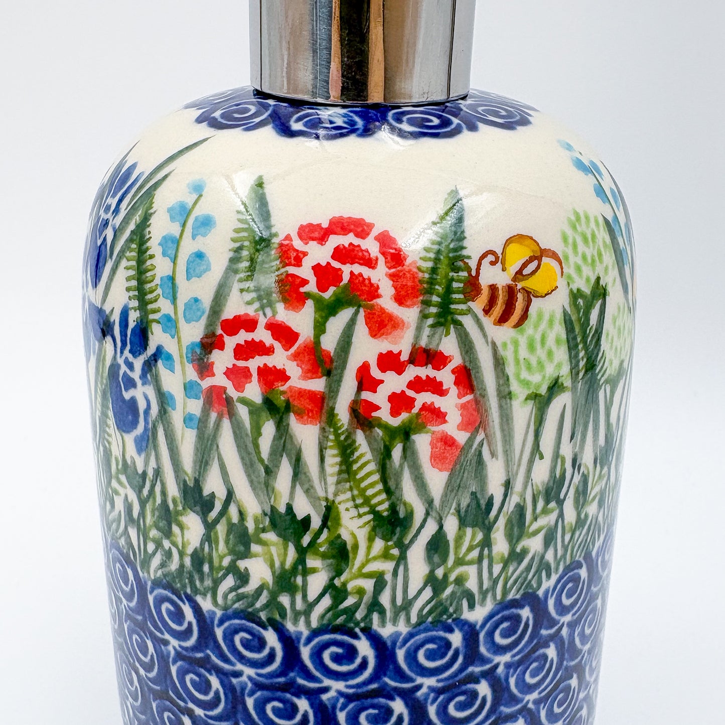 Soap Dispenser 7.25”.  Handmade Polish pottery.  UNIKAT Meadow Design
