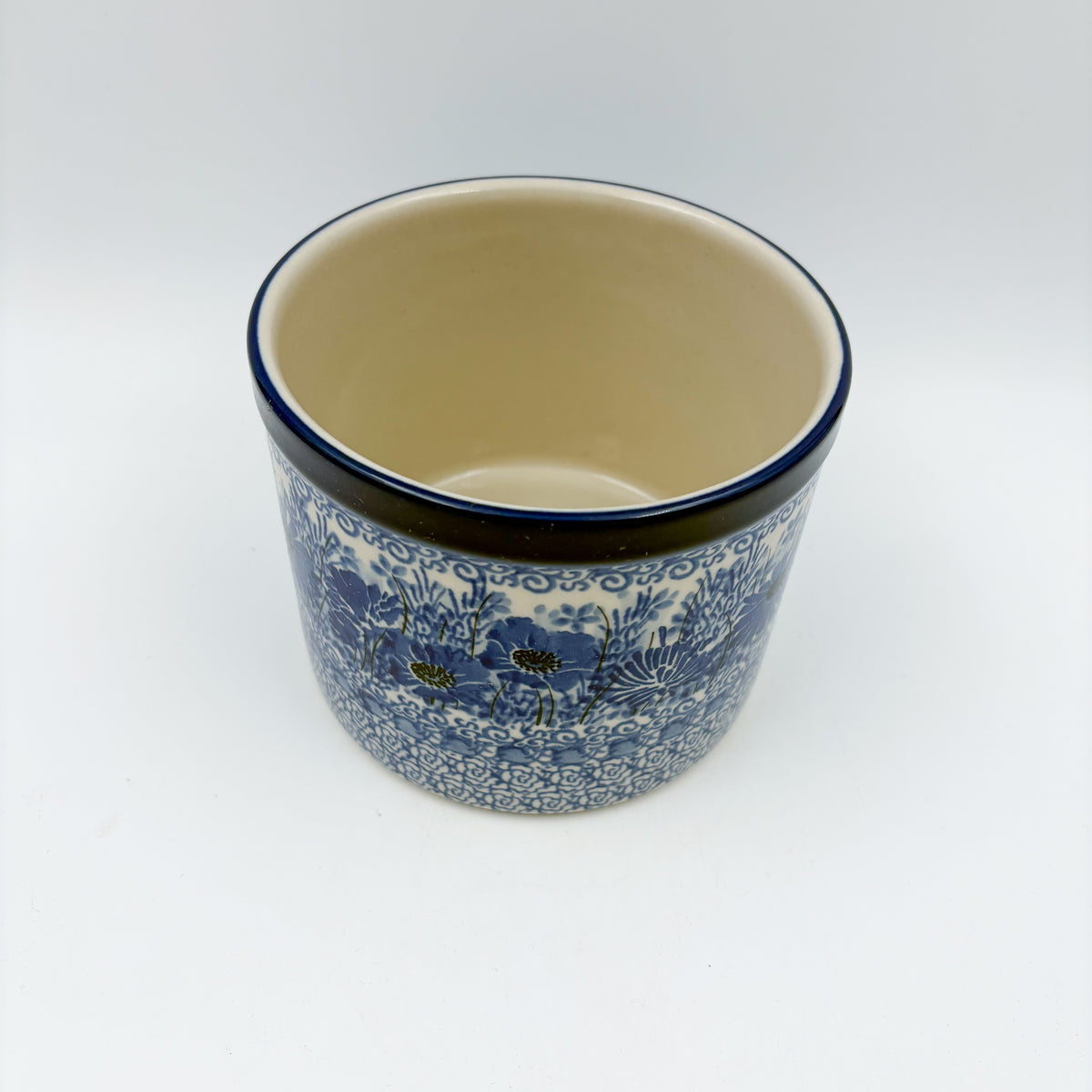 Utensil Jar 5”.  Handmade Polish pottery.  UNIKAT Dreams of Blue