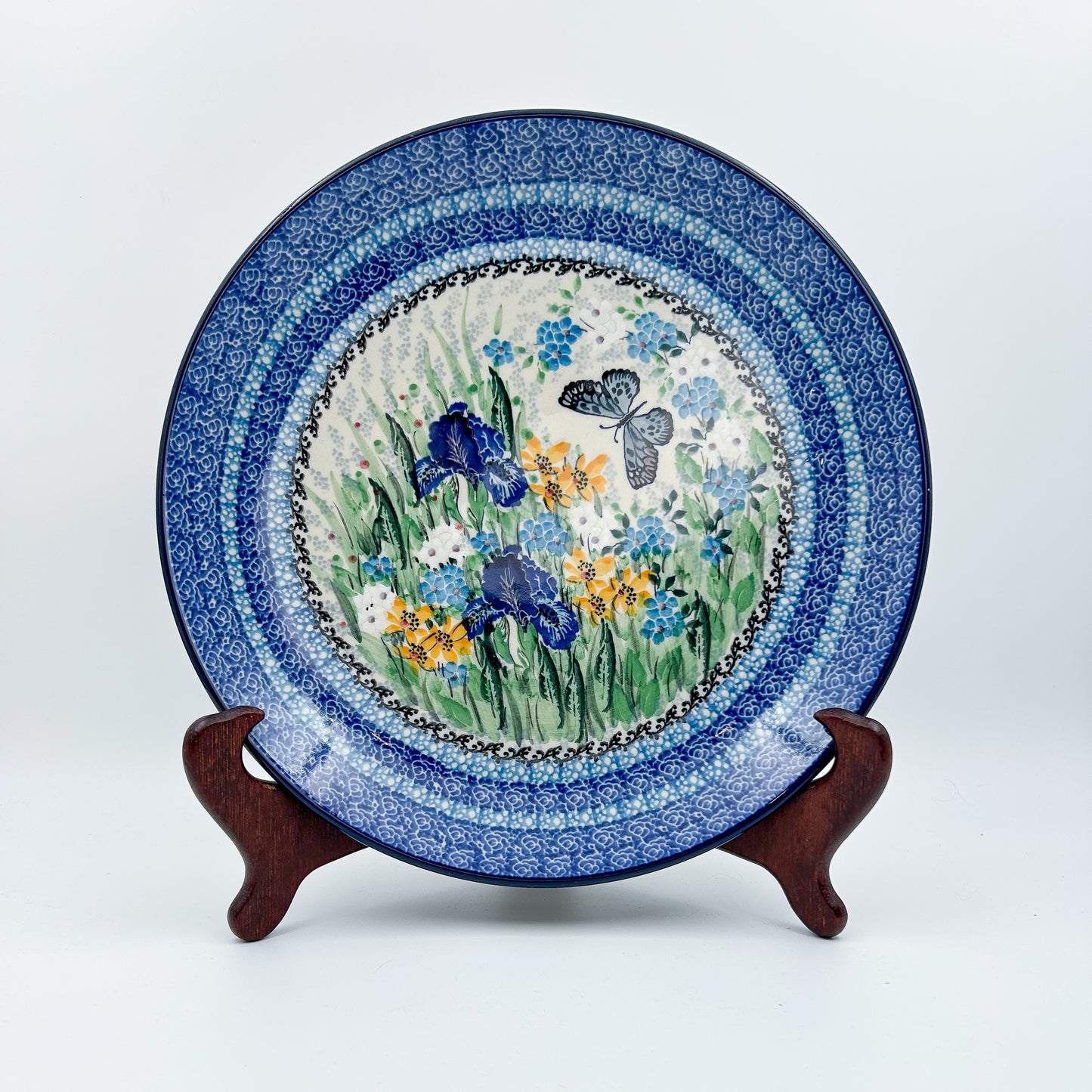 10.5” Plate.  Hand crafted Polish pottery stoneware: UNIKAT Sweet Nectar Design