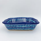 8” Baker Handmade in Poland.  UNIKAT Bold Blue Poppies Design