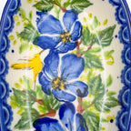 Spoon Rest 5”.  Handmade Polish pottery.  UNIKAT Blue Poppy Songbird