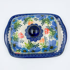 Butter Dish Wide Handcrafted in Poland: UNIKAT Poppy Garden Bloom Design