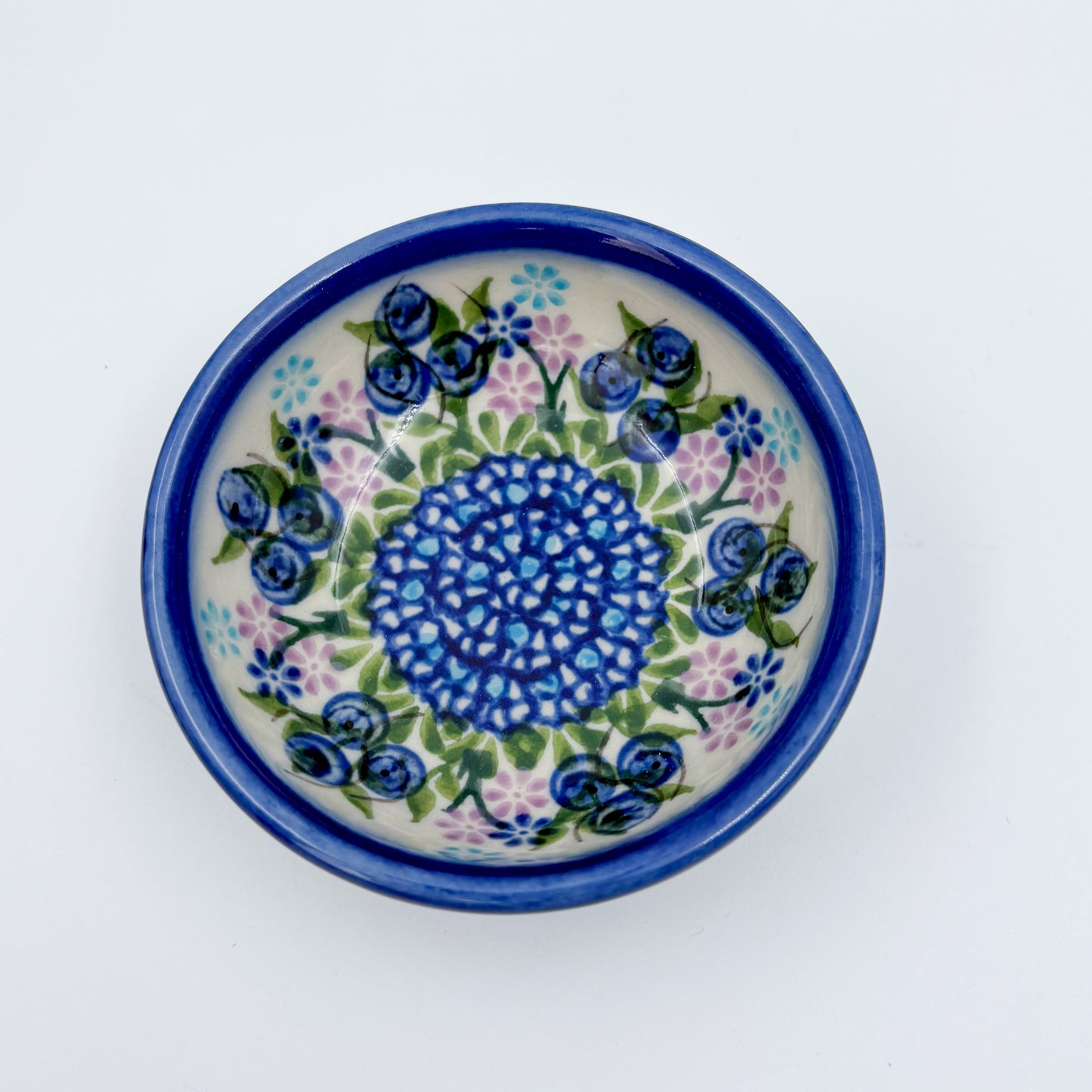 Small Set 3 stacking Bowls.  Hand crafted Polish pottery stoneware:  Blueberry Design