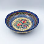 9”  Deep Bowl.  Hand crafted Polish pottery stoneware: UNIKAT Copper Rose Meadow Design