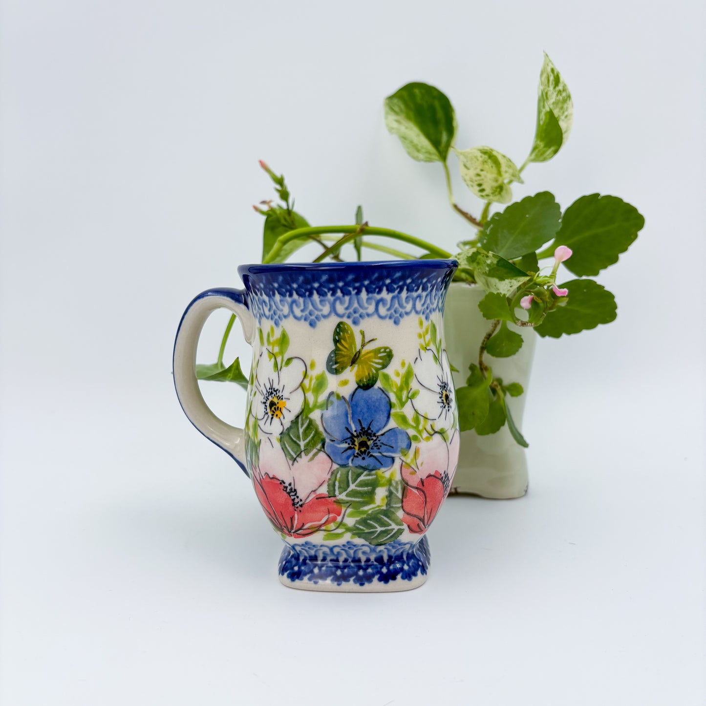 Tulip Mug 10oz. Handcrafted Polish pottery stoneware:  UNIKAT Garden Bouquet