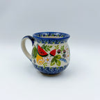 10 oz Bubble Mug. Handcrafted Polish pottery stoneware:  UNIKAT Fruit Basket