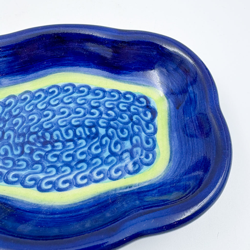 Soap Dish 5”.  Handmade Polish pottery. Midnight Eclipse Design