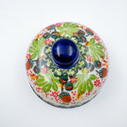 Round Butter/Cheese Covered Dish: UNIKAT Hedgehogs and Acorns Design