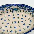 8" Oval Baker handmade in Poland.  Baby Bluebird Design
