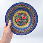 9”  Pasta Bowl.  Hand crafted Polish pottery stoneware: UNIKAT Copper Rose Meadow Design