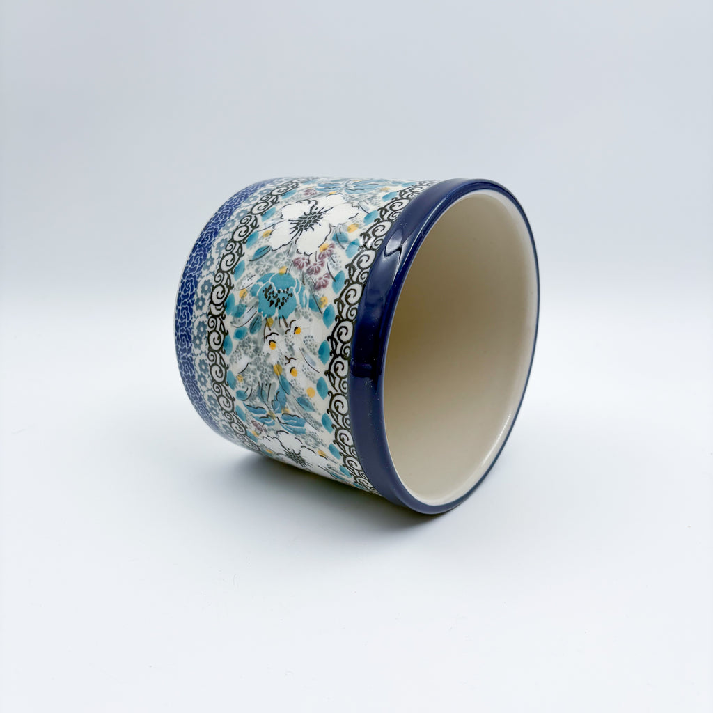 Utensil Jar 5”.  Handmade Polish pottery.  UNIKAT Solstice Bloom