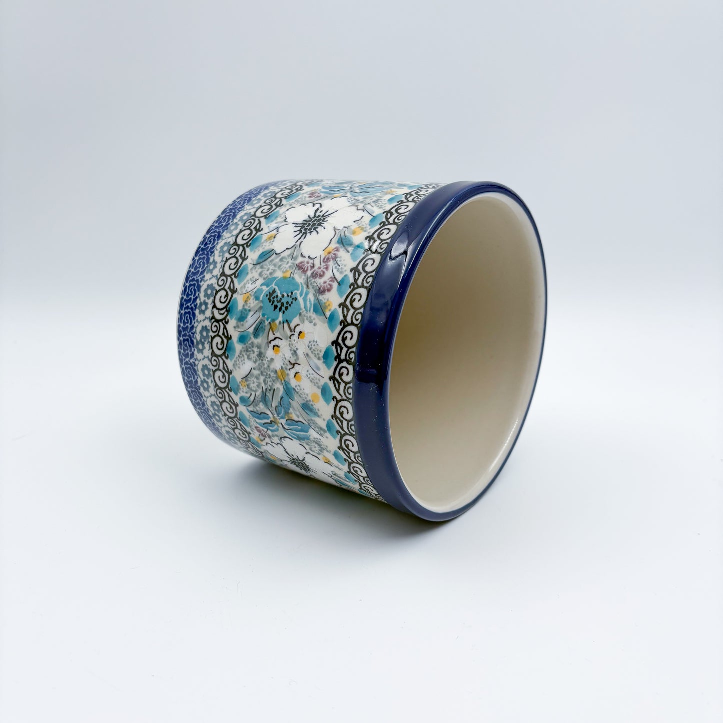 Utensil Jar 5”.  Handmade Polish pottery.  UNIKAT Solstice Bloom