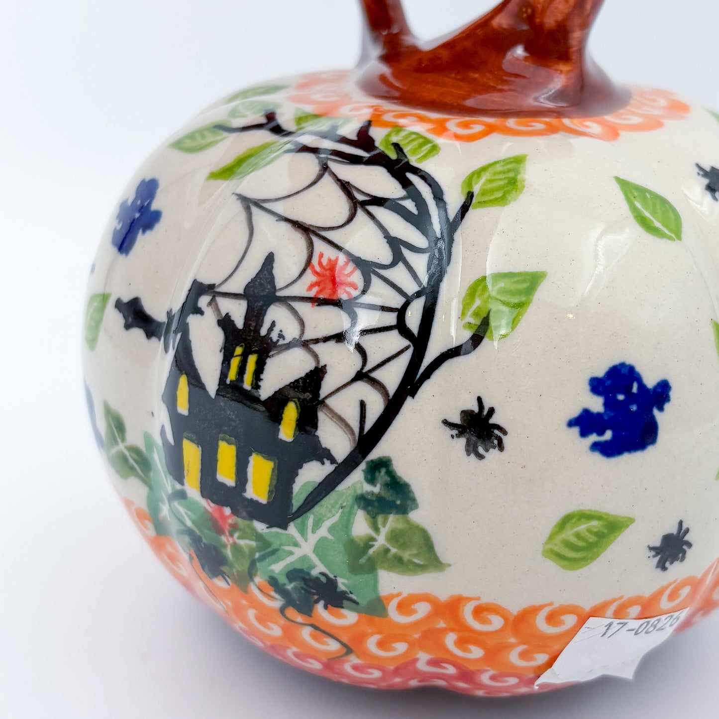 Pumpkin Small 5.3.  Hand crafted Polish pottery stoneware: UNIKAT Cat Witch