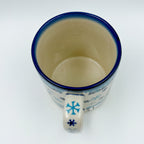 13 oz Mug. Handcrafted Polish pottery stoneware:  UNIKAT Winter Gnome Design